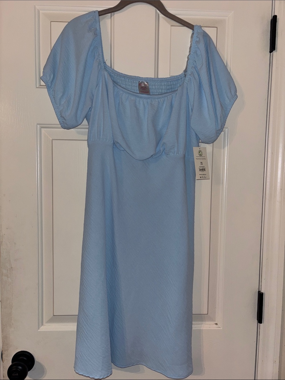 No Boundaries Light Blue Puff Sleeve Midi Dress